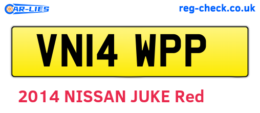 VN14WPP are the vehicle registration plates.