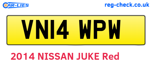 VN14WPW are the vehicle registration plates.