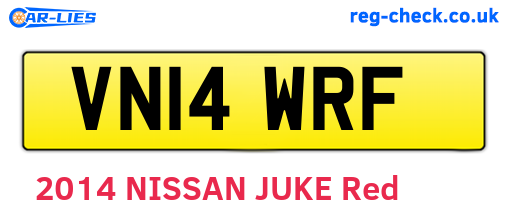 VN14WRF are the vehicle registration plates.