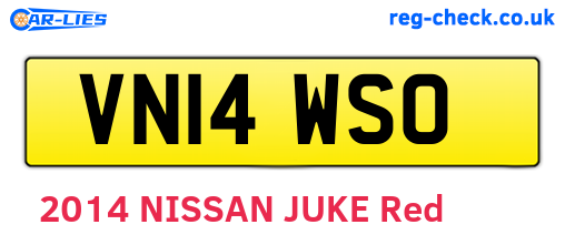 VN14WSO are the vehicle registration plates.