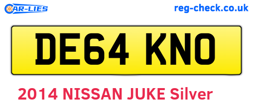 DE64KNO are the vehicle registration plates.