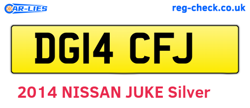 DG14CFJ are the vehicle registration plates.