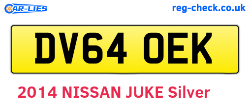 DV64OEK are the vehicle registration plates.