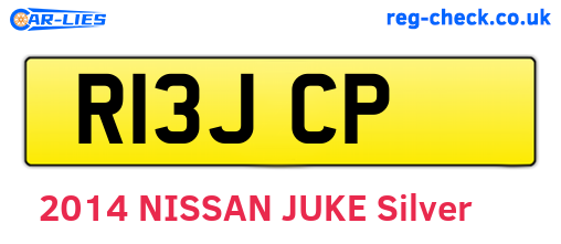 R13JCP are the vehicle registration plates.