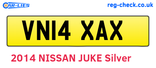 VN14XAX are the vehicle registration plates.