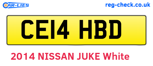CE14HBD are the vehicle registration plates.
