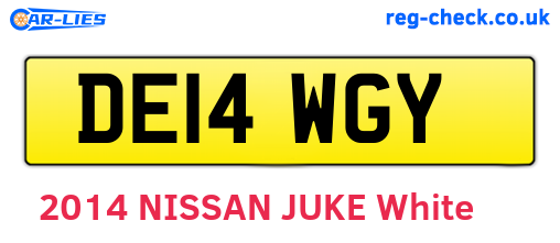 DE14WGY are the vehicle registration plates.