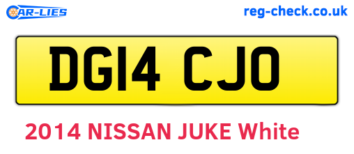 DG14CJO are the vehicle registration plates.