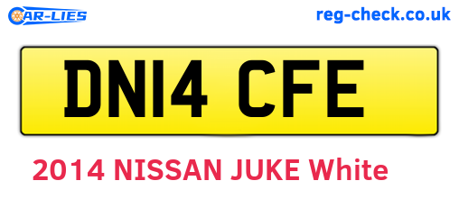 DN14CFE are the vehicle registration plates.