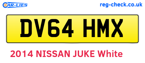 DV64HMX are the vehicle registration plates.