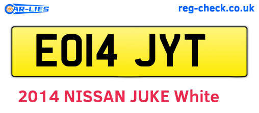 EO14JYT are the vehicle registration plates.