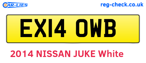 EX14OWB are the vehicle registration plates.