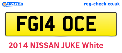 FG14OCE are the vehicle registration plates.
