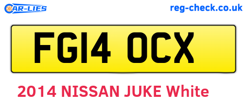 FG14OCX are the vehicle registration plates.