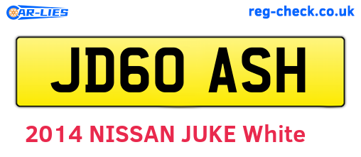 JD60ASH are the vehicle registration plates.