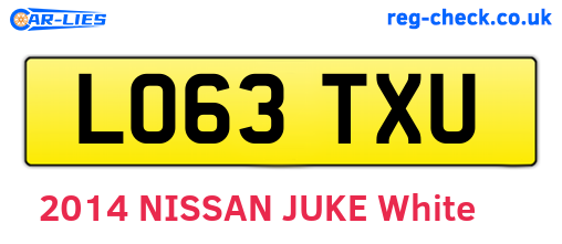 LO63TXU are the vehicle registration plates.