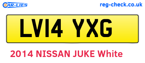 LV14YXG are the vehicle registration plates.