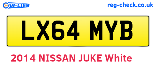 LX64MYB are the vehicle registration plates.