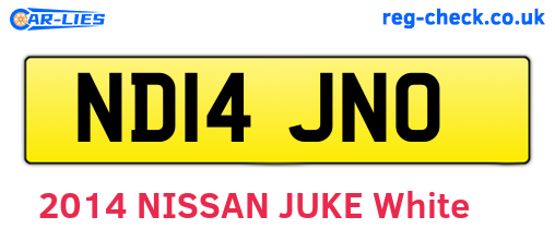 ND14JNO are the vehicle registration plates.