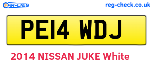 PE14WDJ are the vehicle registration plates.