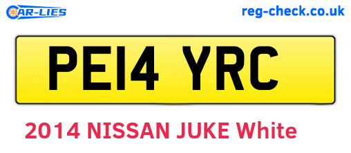 PE14YRC are the vehicle registration plates.