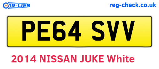 PE64SVV are the vehicle registration plates.