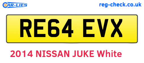 RE64EVX are the vehicle registration plates.