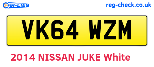 VK64WZM are the vehicle registration plates.