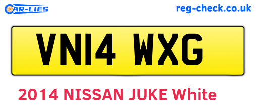 VN14WXG are the vehicle registration plates.