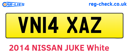 VN14XAZ are the vehicle registration plates.