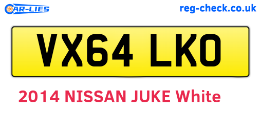 VX64LKO are the vehicle registration plates.