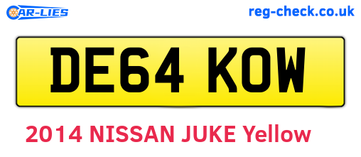 DE64KOW are the vehicle registration plates.