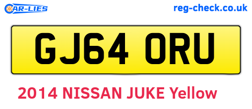 GJ64ORU are the vehicle registration plates.