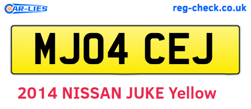 MJ04CEJ are the vehicle registration plates.