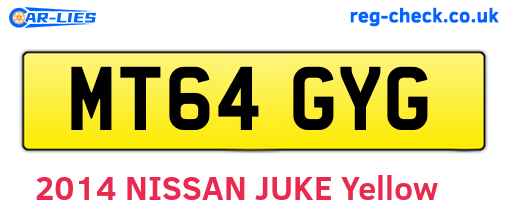 MT64GYG are the vehicle registration plates.