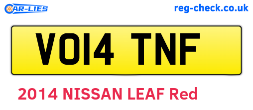 VO14TNF are the vehicle registration plates.