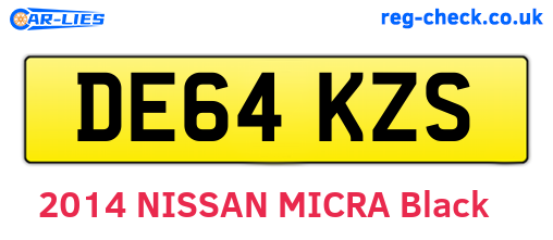DE64KZS are the vehicle registration plates.