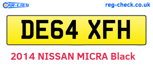 DE64XFH are the vehicle registration plates.