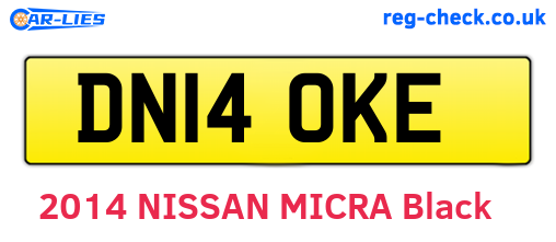 DN14OKE are the vehicle registration plates.