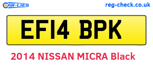 EF14BPK are the vehicle registration plates.