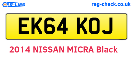 EK64KOJ are the vehicle registration plates.