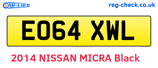 EO64XWL are the vehicle registration plates.