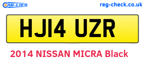 HJ14UZR are the vehicle registration plates.