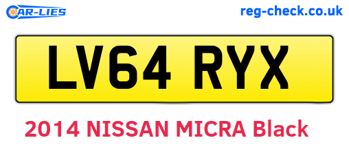 LV64RYX are the vehicle registration plates.