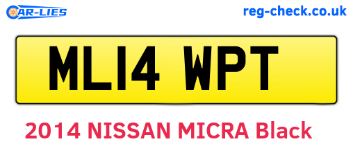 ML14WPT are the vehicle registration plates.