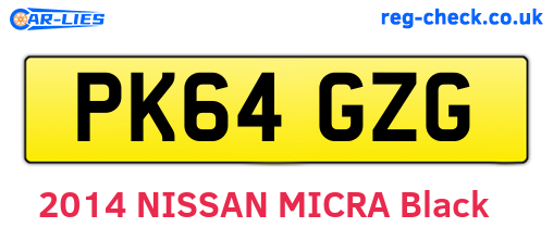 PK64GZG are the vehicle registration plates.