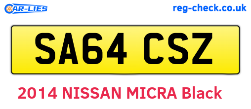 SA64CSZ are the vehicle registration plates.