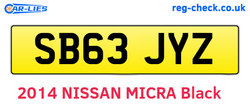 SB63JYZ are the vehicle registration plates.