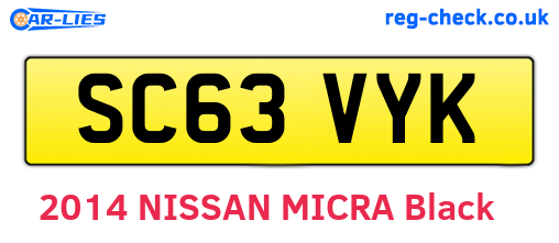 SC63VYK are the vehicle registration plates.