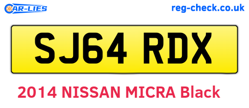 SJ64RDX are the vehicle registration plates.